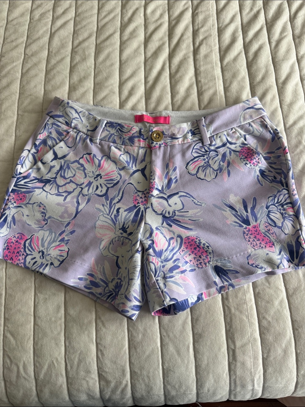 Lilly Pulitzer Lavender Floral High-Waist Shorts